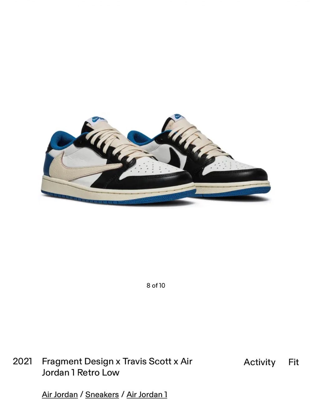Air Jordan 1 Retro Low Fragment Design x Travis Scott - White Black Blue